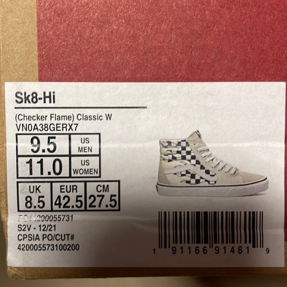 Vans Sk8-Hi Checker Flame Classic White Mens - Picture 16 of 16